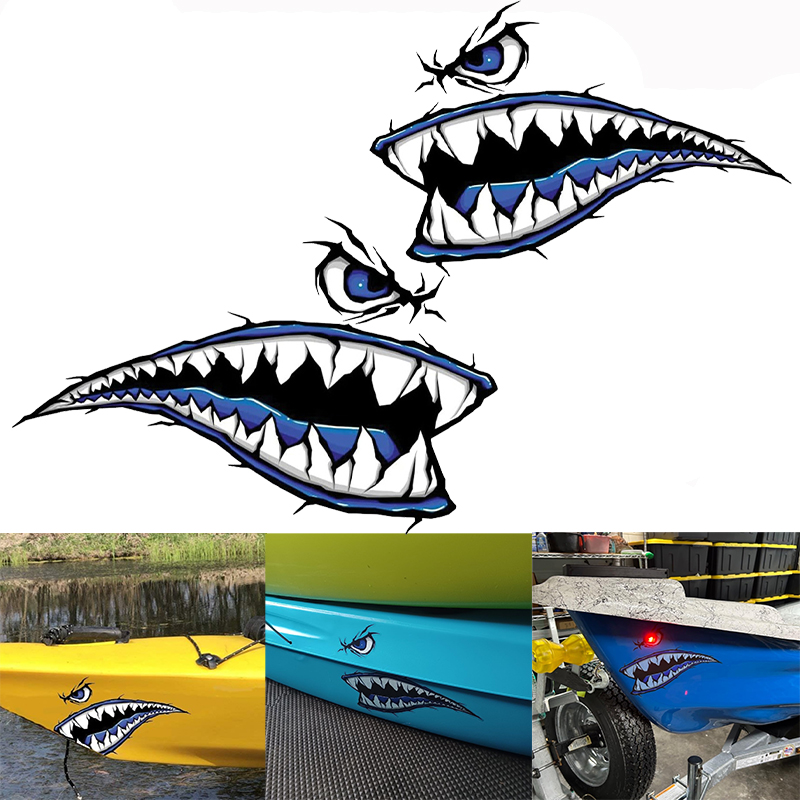 2PCS Shark Teeth Mouth Boat St - Fishing Boat Trailer ulasan dan harga